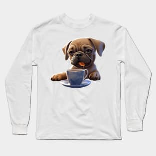 Morning Tea Time Pug Long Sleeve T-Shirt